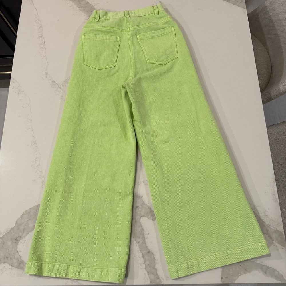 Urban Outfitters Wide Leg Lena Jeans Women’s 27 High Rise Faded Lime Green Wash - Picture 10 of 13